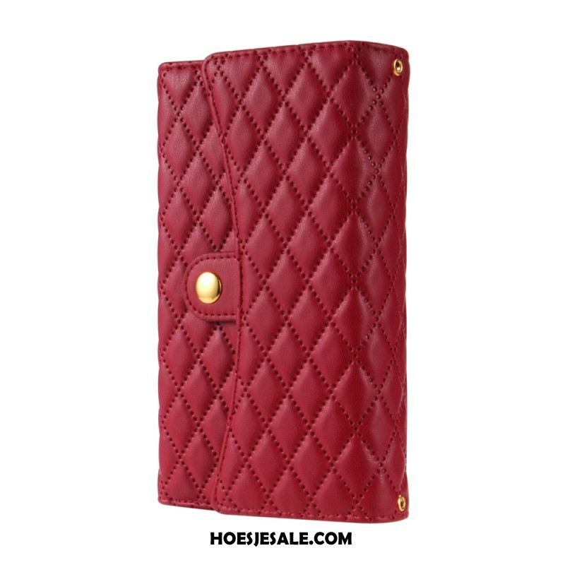 Folio-hoesje Samsung Galaxy S25 Ultra 5g Gewatteerde Portemonnee Met Schouderband