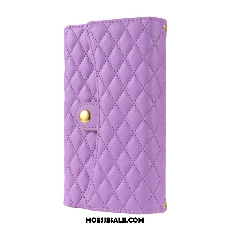 Folio-hoesje Samsung Galaxy S25 Ultra 5g Gewatteerde Portemonnee Met Schouderband