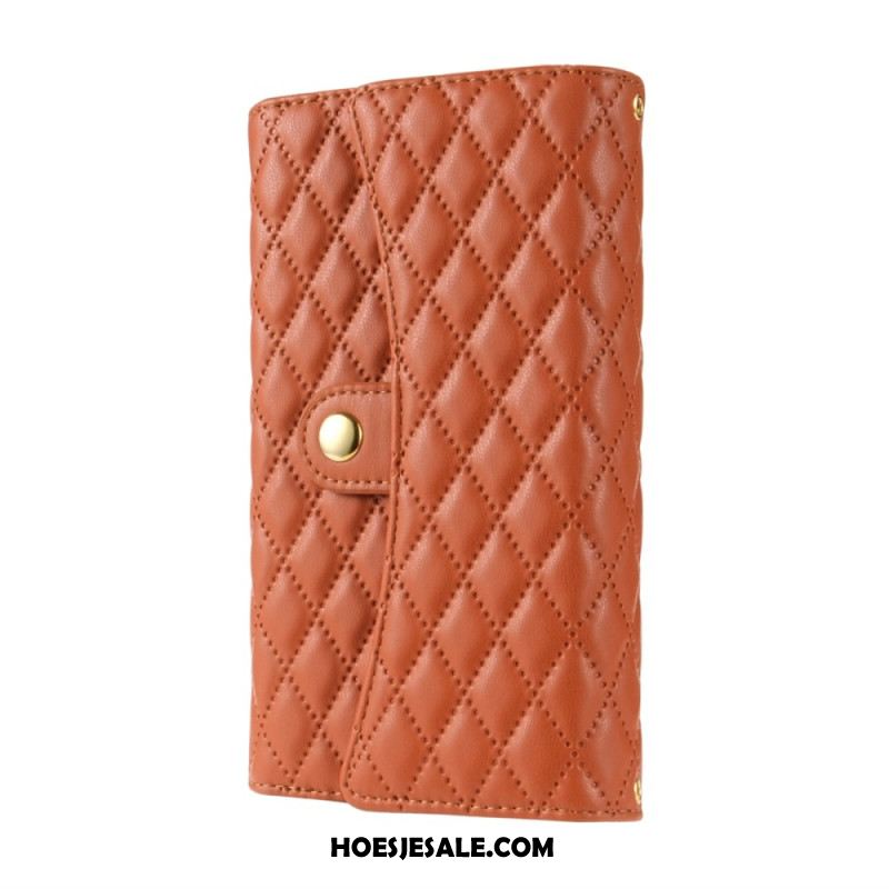 Folio-hoesje Samsung Galaxy S25 Ultra 5g Gewatteerde Portemonnee Met Schouderband