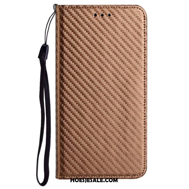 Folio-hoesje Samsung Galaxy S25 Ultra 5g Koolstofvezel Met Bandje