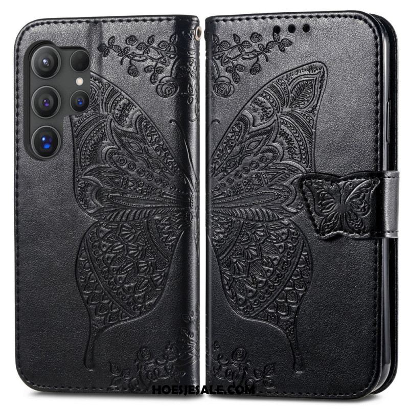 Folio-hoesje Samsung Galaxy S25 Ultra 5g Telefoonhoesje Barokke Vlinder