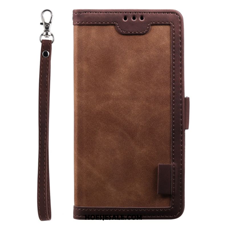 Folio-hoesje Samsung Galaxy S25 Ultra 5g Telefoonhoesje Tweekleurige Rfid-blokkerende Portemonnee Met Suède-effect