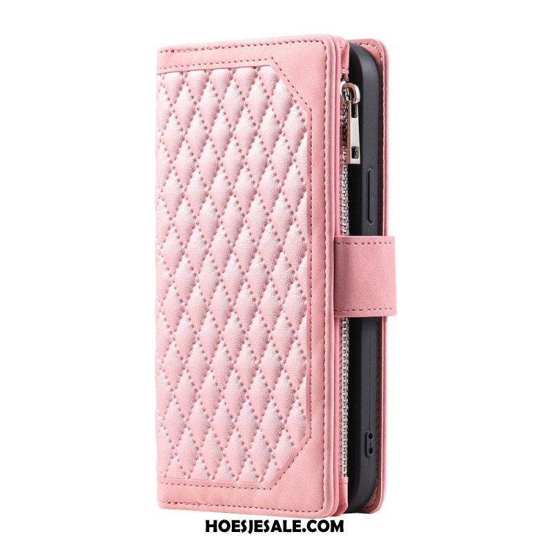 Folio-hoesje Samsung Galaxy S26 Plus Telefoonhoesje Gewatteerde Portemonnee Met Bandje