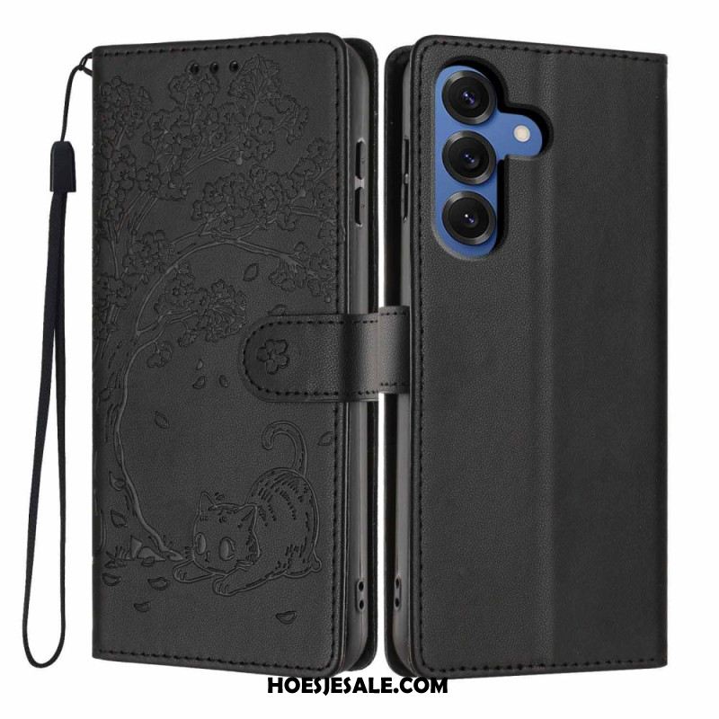 Folio-hoesje Samsung Galaxy S26 Plus Telefoonhoesje Patroon Met Boom En Kat