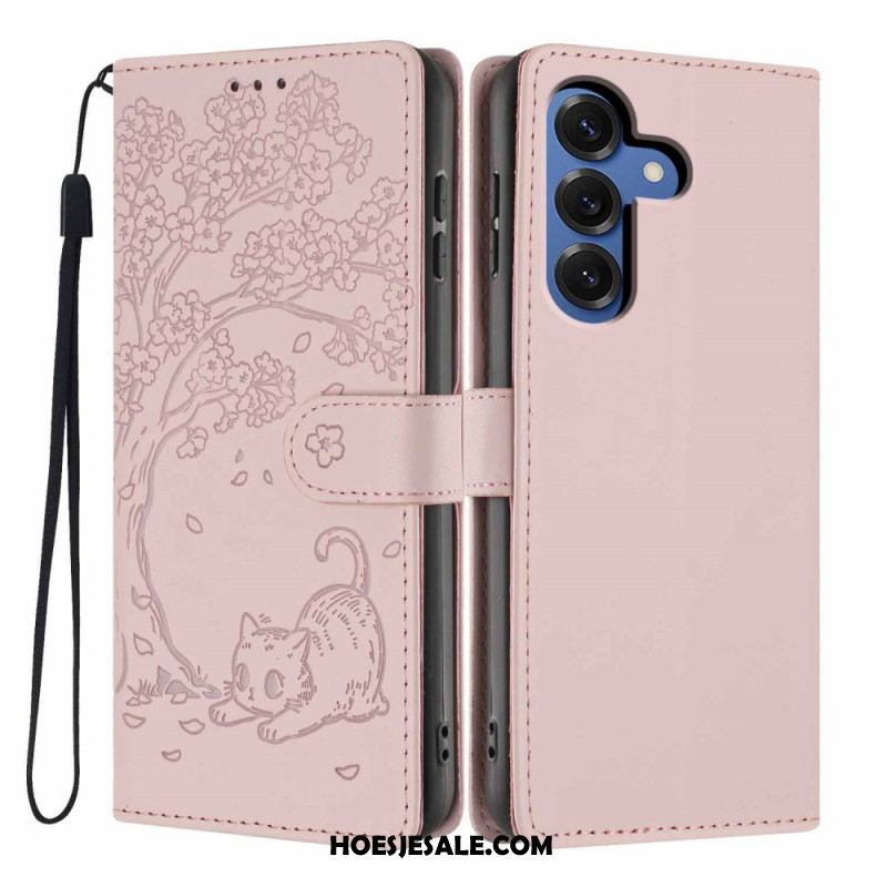 Folio-hoesje Samsung Galaxy S26 Plus Telefoonhoesje Patroon Met Boom En Kat