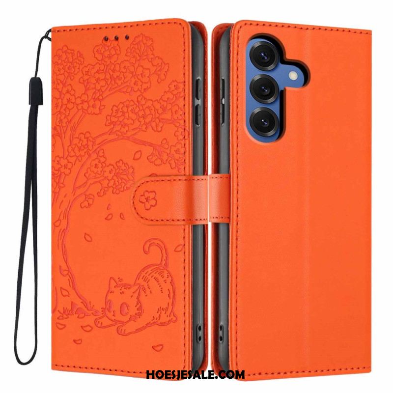 Folio-hoesje Samsung Galaxy S26 Plus Telefoonhoesje Patroon Met Boom En Kat