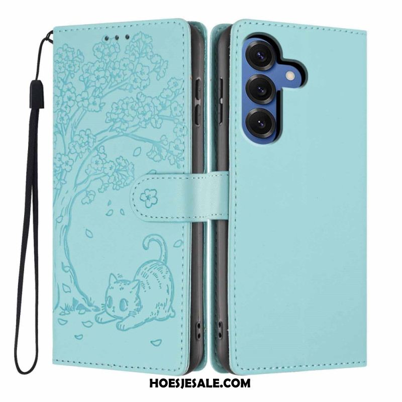 Folio-hoesje Samsung Galaxy S26 Plus Telefoonhoesje Patroon Met Boom En Kat