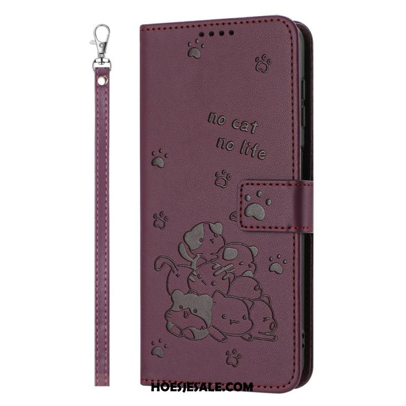 Folio-hoesje Samsung Galaxy S26 Telefoonhoesje Kattenpatroon En Koord