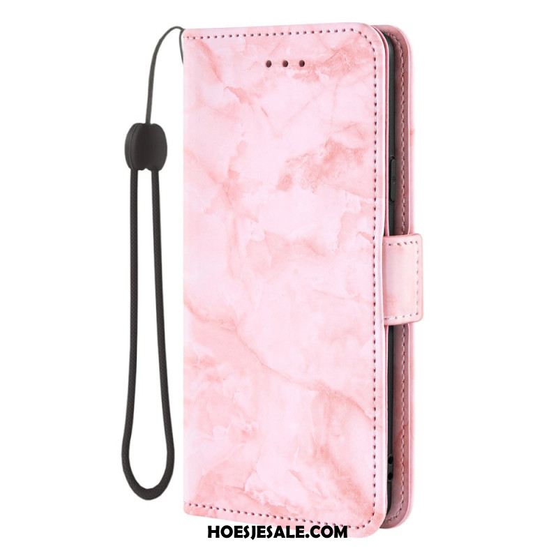 Folio-hoesje Samsung Galaxy S26 Telefoonhoesje Marmerpatroon En Dubbele Sluiting