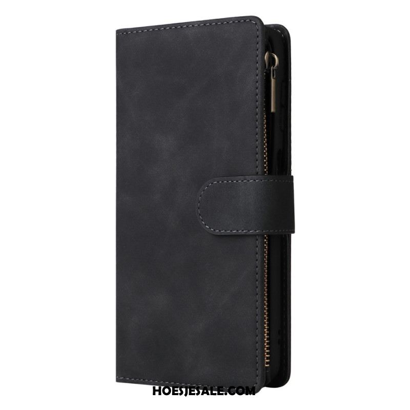 Folio-hoesje Samsung Galaxy S26 Telefoonhoesje Portemonnee Met Ritssluiting In Suède-effect