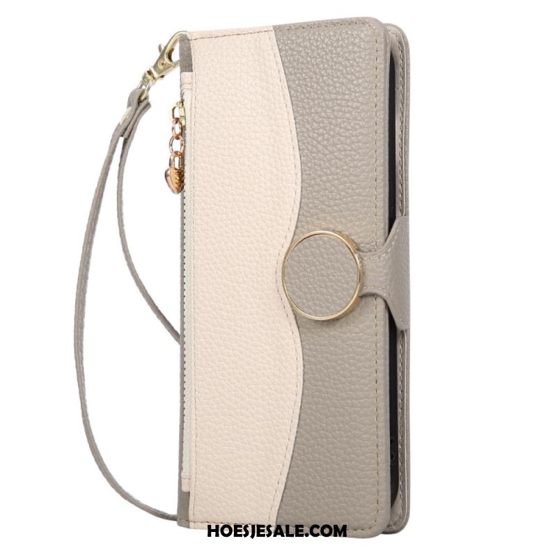 Folio-hoesje Samsung Galaxy S26 Telefoonhoesje Tweekleurige Portemonnee Met Ritssluiting