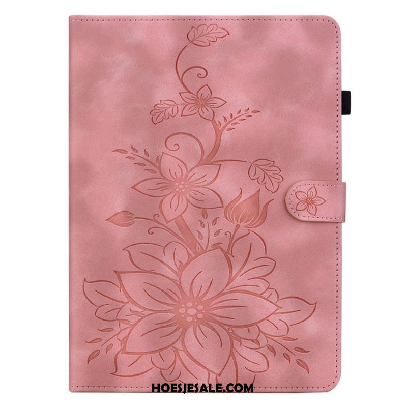 Folio-hoesje Samsung Galaxy Tab S11 Bloemen Met Suède-effect