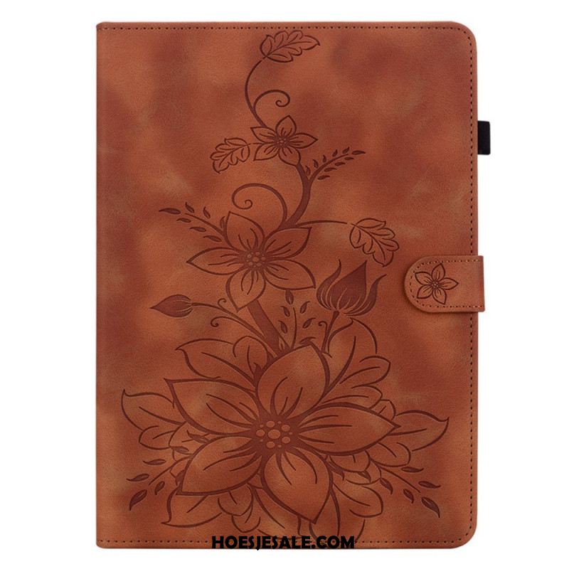 Folio-hoesje Samsung Galaxy Tab S11 Bloemen Met Suède-effect