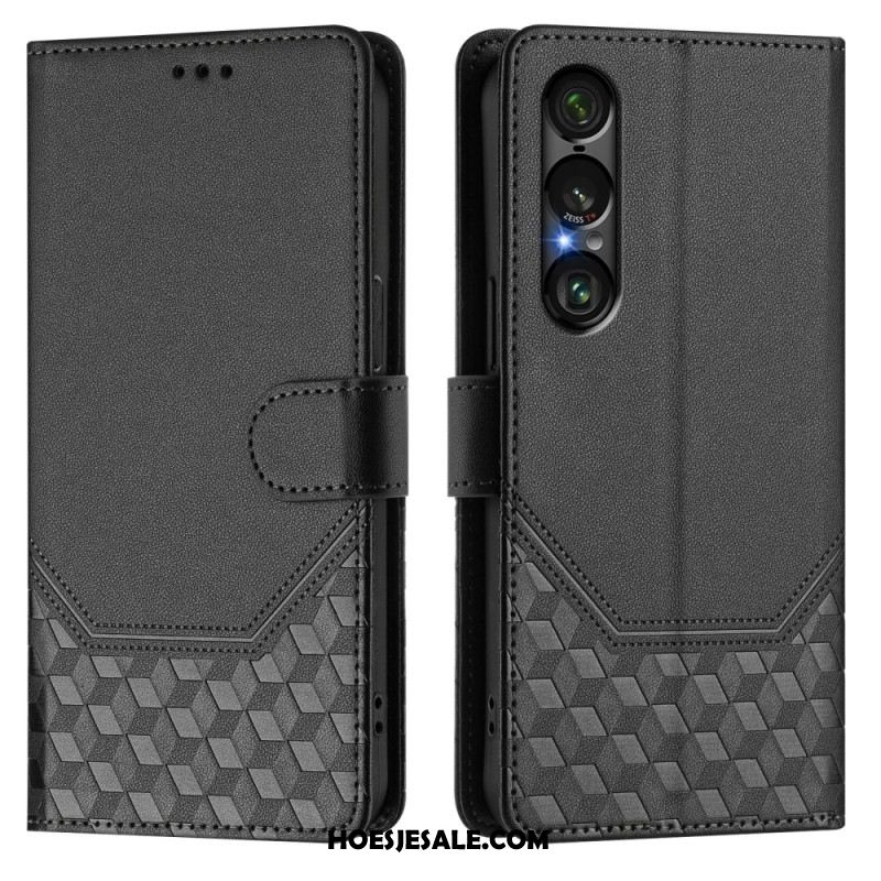 Folio-hoesje Sony Xperia 1 Vii Rfid-bescherming Honingraatpatroon
