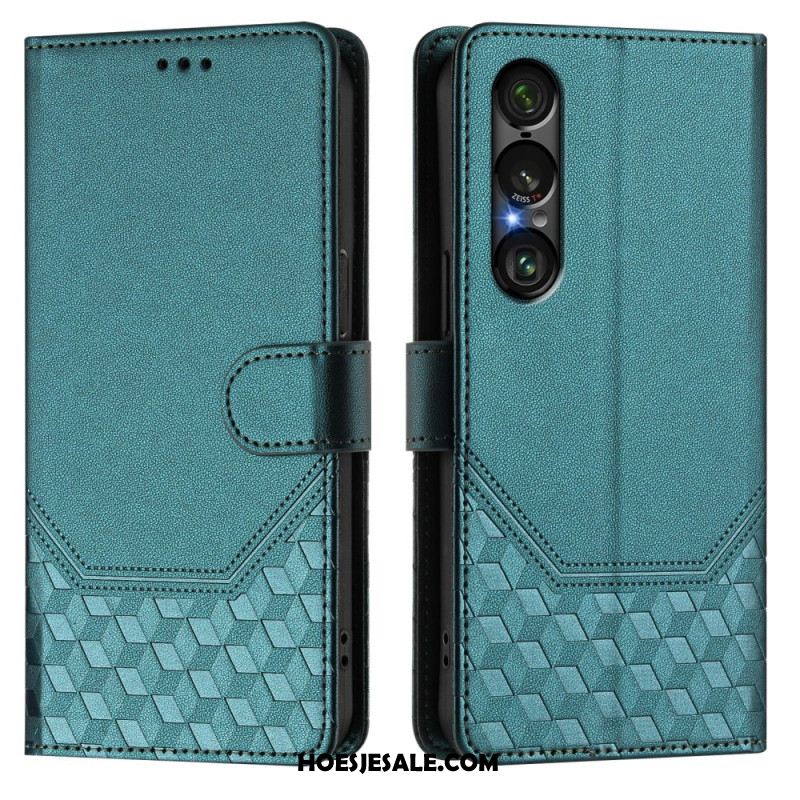 Folio-hoesje Sony Xperia 1 Vii Rfid-bescherming Honingraatpatroon