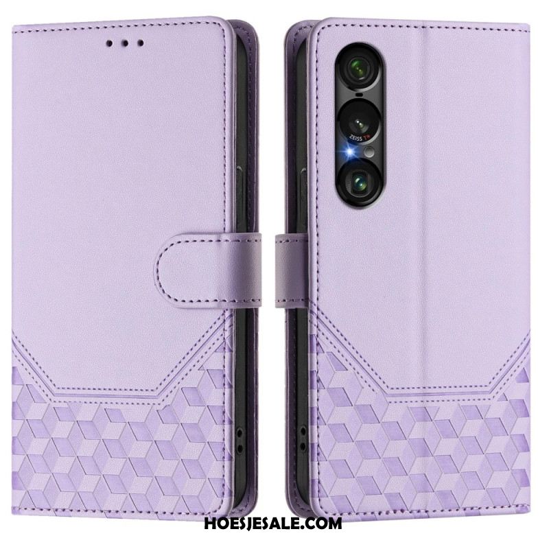 Folio-hoesje Sony Xperia 1 Vii Rfid-bescherming Honingraatpatroon