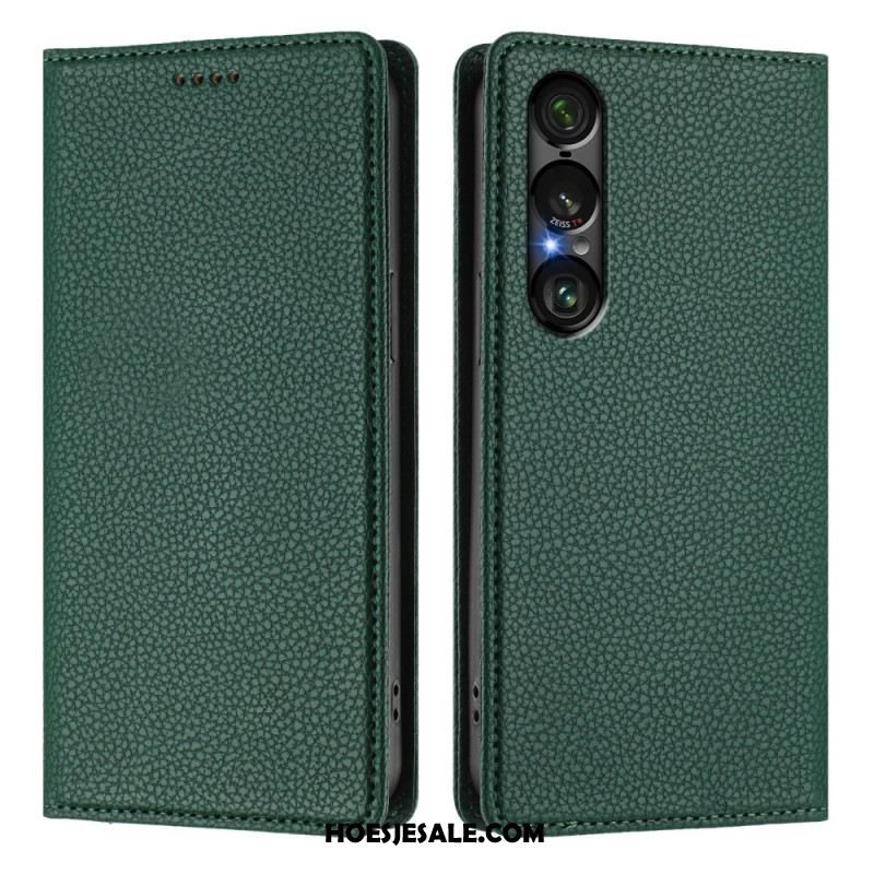 Folio-hoesje Sony Xperia 1 Vii Telefoonhoesje Rfid-bescherming Lychee Leertextuur