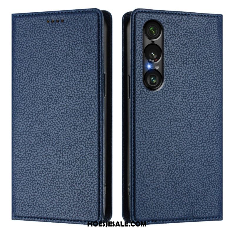 Folio-hoesje Sony Xperia 1 Vii Telefoonhoesje Rfid-bescherming Lychee Leertextuur