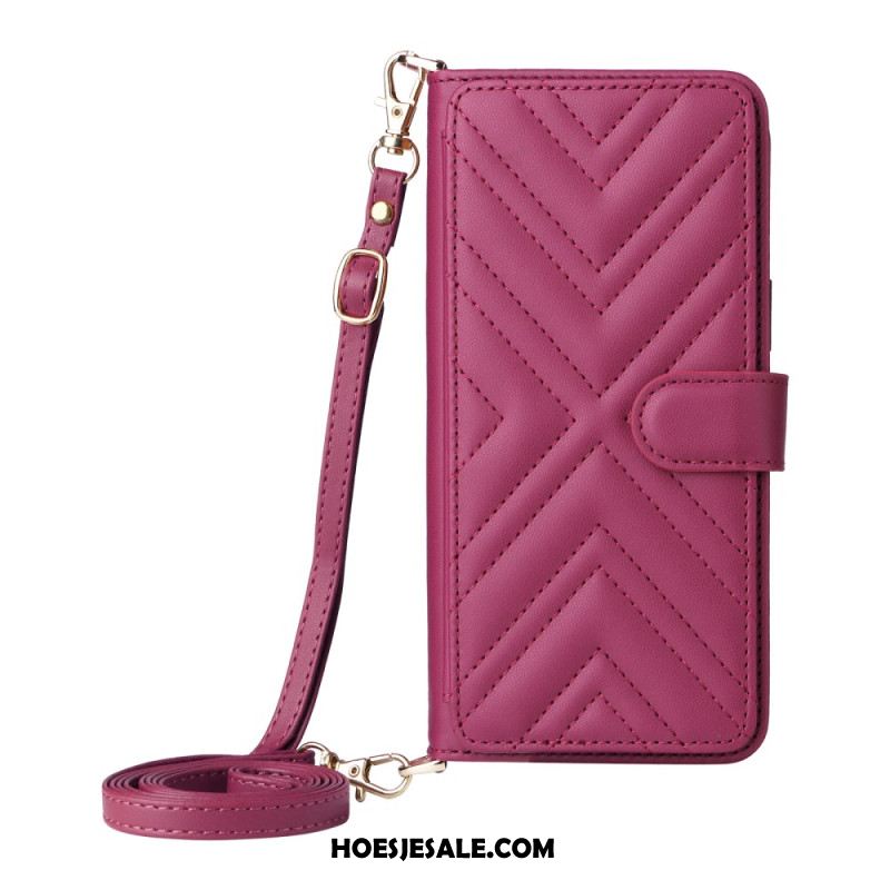 Folio-hoesje Sony Xperia 10 Vii Gewatteerd Met Riempje En Polsbandje