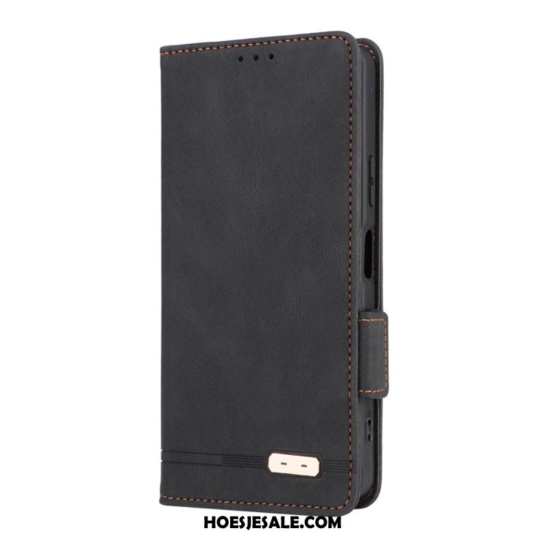 Folio-hoesje Sony Xperia 10 Vii Telefoonhoesje Retro Suède-effect