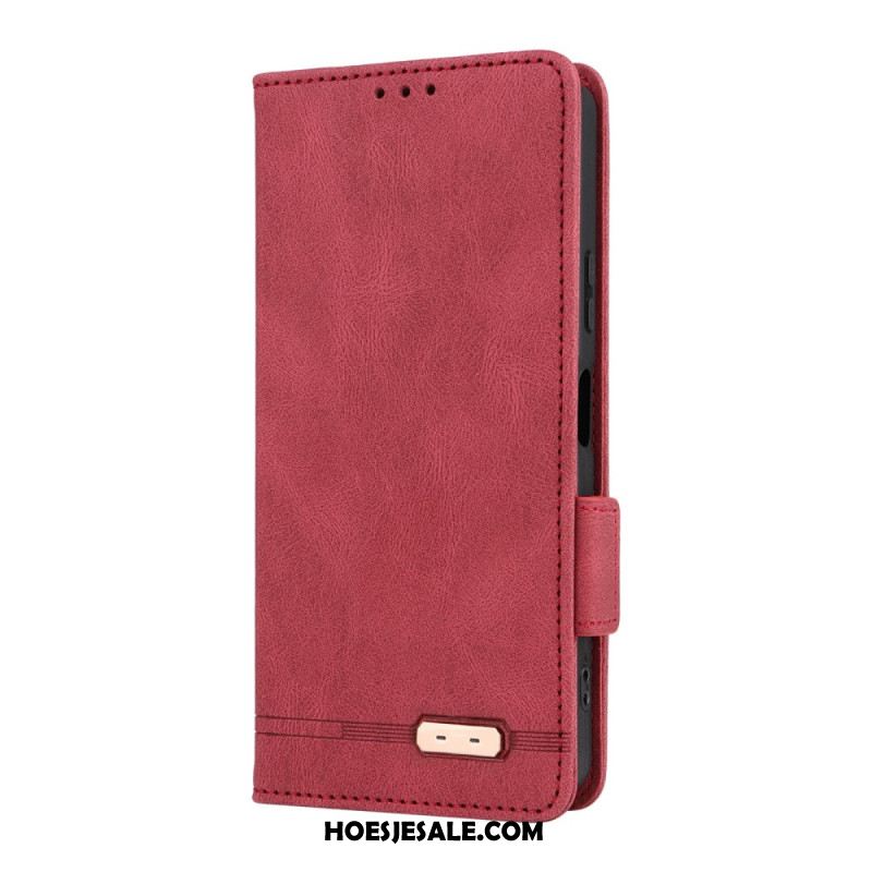 Folio-hoesje Sony Xperia 10 Vii Telefoonhoesje Retro Suède-effect