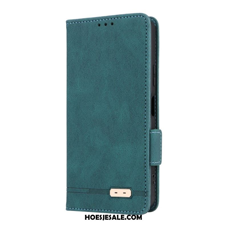 Folio-hoesje Sony Xperia 10 Vii Telefoonhoesje Retro Suède-effect