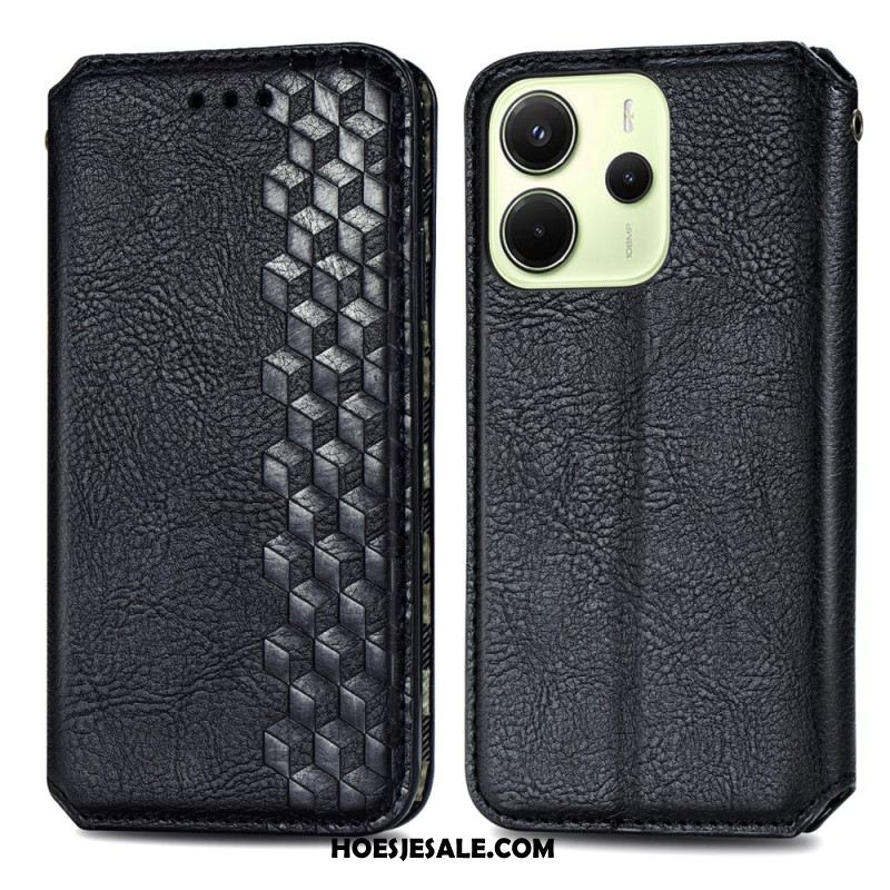 Folio-hoesje Voor Xiaomi Redmi Note 14 4g Vintage Lederlook Met Diamantpatroon