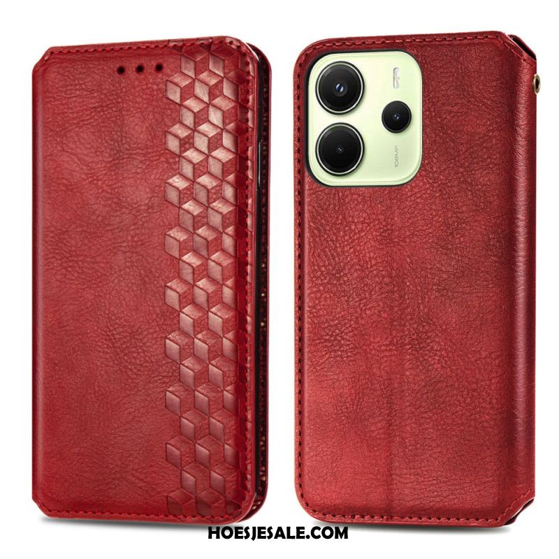 Folio-hoesje Voor Xiaomi Redmi Note 14 4g Vintage Lederlook Met Diamantpatroon