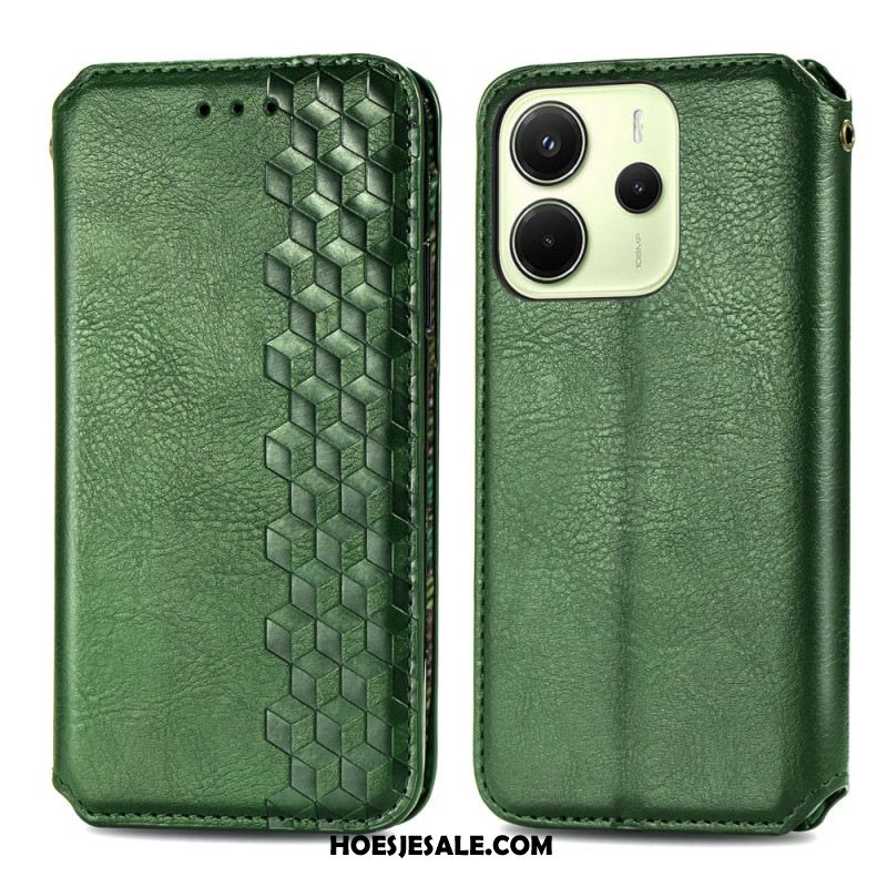 Folio-hoesje Voor Xiaomi Redmi Note 14 4g Vintage Lederlook Met Diamantpatroon