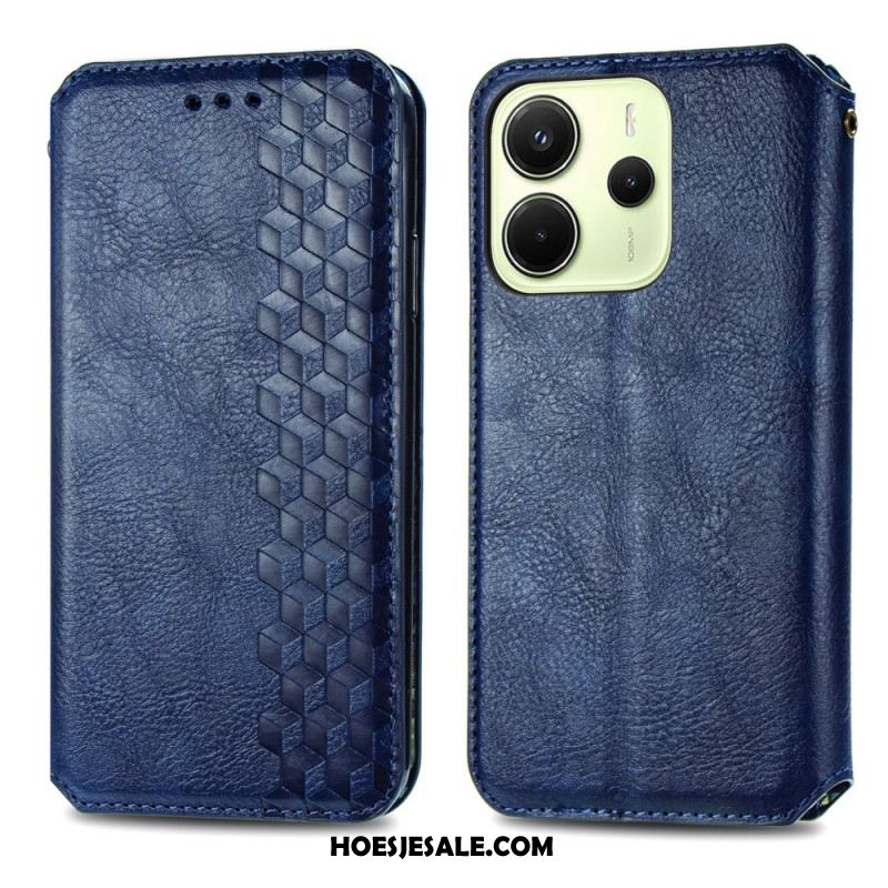 Folio-hoesje Voor Xiaomi Redmi Note 14 4g Vintage Lederlook Met Diamantpatroon