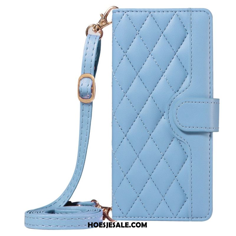 Folio-hoesje Xiaomi 15 Pro Gewatteerd Met Bandje En Schouderband