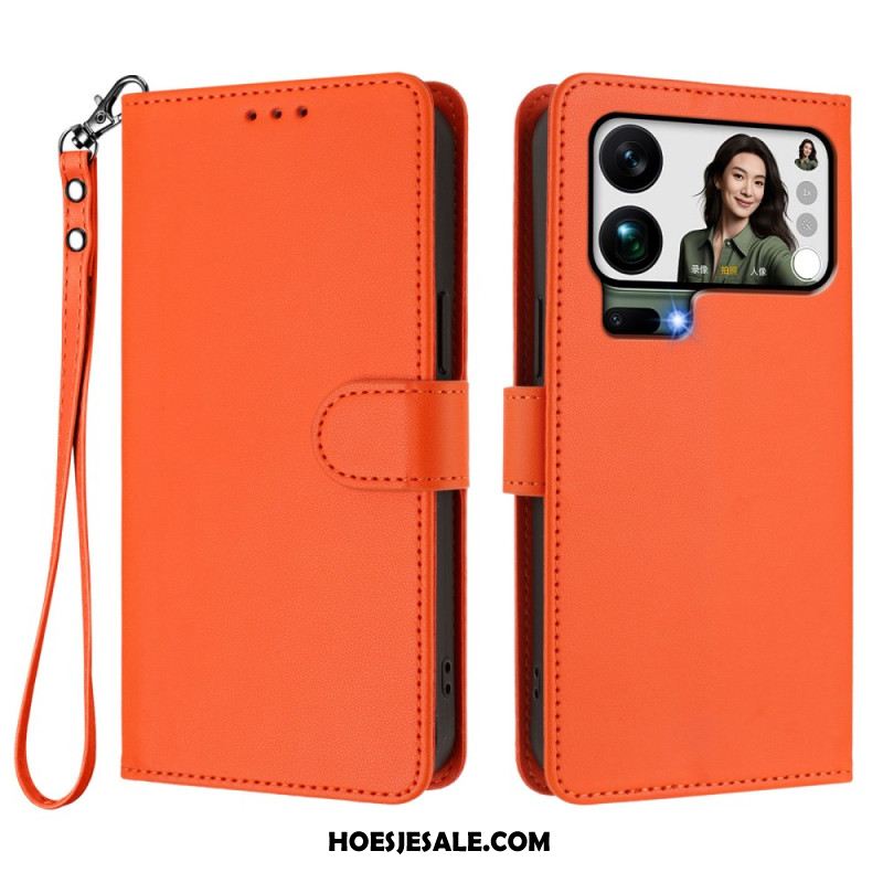 Folio-hoesje Xiaomi 17 Pro Max Telefoonhoesje Kunstleer Met Riempje