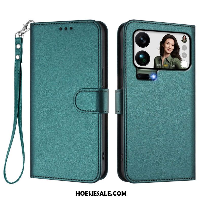 Folio-hoesje Xiaomi 17 Pro Max Telefoonhoesje Kunstleer Met Riempje