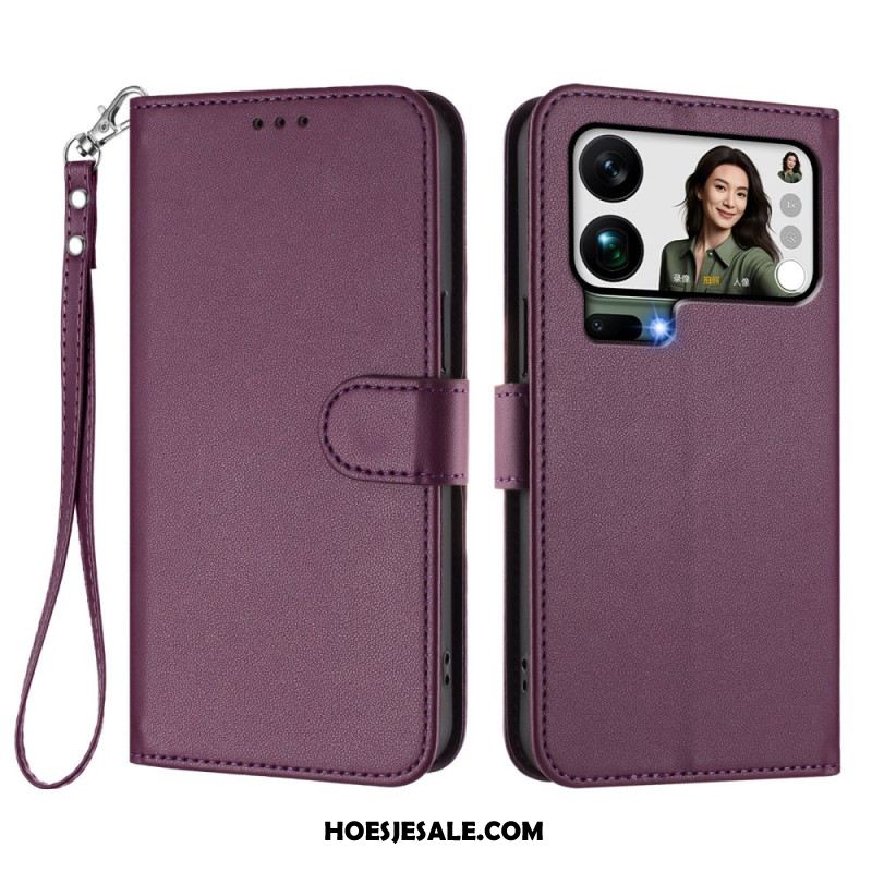 Folio-hoesje Xiaomi 17 Pro Max Telefoonhoesje Kunstleer Met Riempje