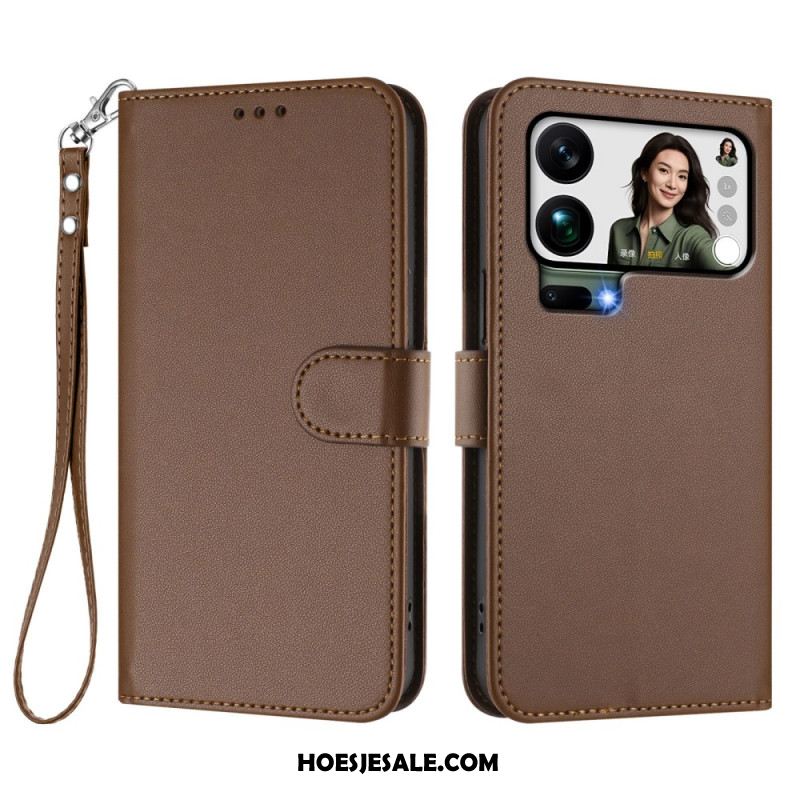 Folio-hoesje Xiaomi 17 Pro Max Telefoonhoesje Kunstleer Met Riempje