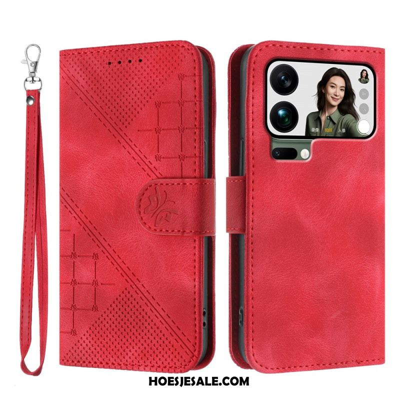 Folio-hoesje Xiaomi 17 Pro Max Telefoonhoesje Vlinder- En Geometrisch Ontwerp