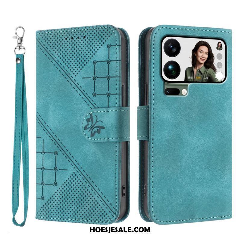 Folio-hoesje Xiaomi 17 Pro Max Telefoonhoesje Vlinder- En Geometrisch Ontwerp