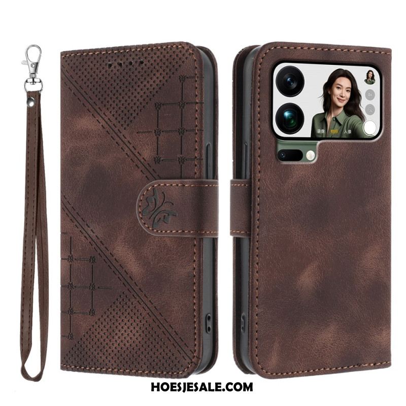 Folio-hoesje Xiaomi 17 Pro Max Telefoonhoesje Vlinder- En Geometrisch Ontwerp