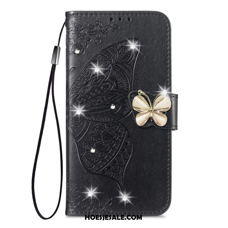 Folio-hoesje Xiaomi 17 Pro Telefoonhoesje 3d-vlinder En Strass-steentjes