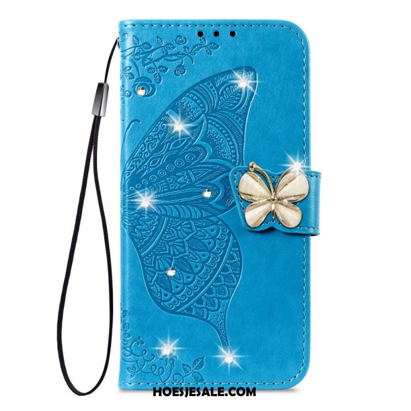 Folio-hoesje Xiaomi 17 Pro Telefoonhoesje 3d-vlinder En Strass-steentjes