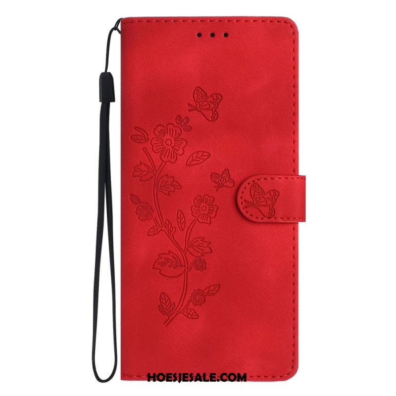 Folio-hoesje Xiaomi 17 Pro Telefoonhoesje Bloemenpatroon Met Suède-effect