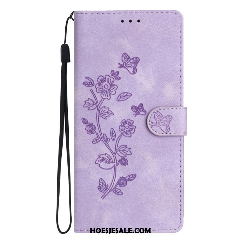 Folio-hoesje Xiaomi 17 Pro Telefoonhoesje Bloemenpatroon Met Suède-effect