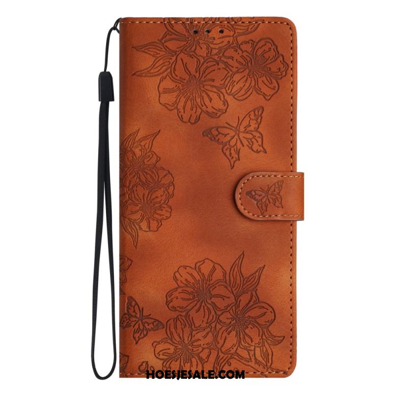Folio-hoesje Xiaomi 17 Pro Telefoonhoesje Vlinders En Bloemen Met Suède-effect