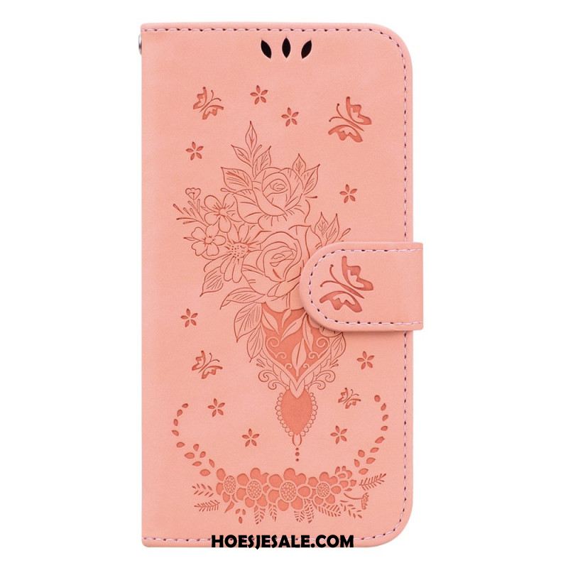 Folio-hoesje Xiaomi Redmi Note 13 Pro Plus 5g Telefoonhoesje Patroon Met Rozen En Vlinders