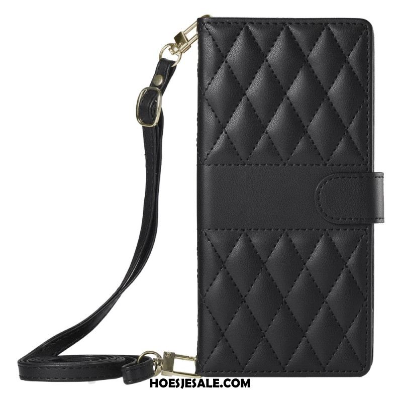 Folio-hoesje Xiaomi Redmi Note 14 4g Telefoonhoesje Gewatteerd Met Bandje En Schouderband