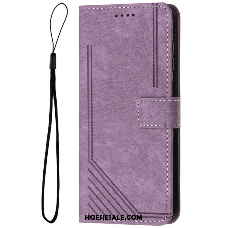 Folio-hoesje Xiaomi Redmi Note 14 4g Telefoonhoesje Retro Lijnen Design