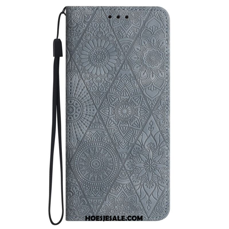 Folio-hoesje Xiaomi Redmi Note 14 5g Etnische Stijl Met Bandje Bescherming Hoesje