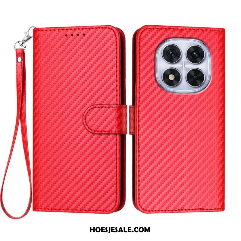 Folio-hoesje Xiaomi Redmi Note 14 Pro 4g Telefoonhoesje Carbonvezeltextuur Met Bandje