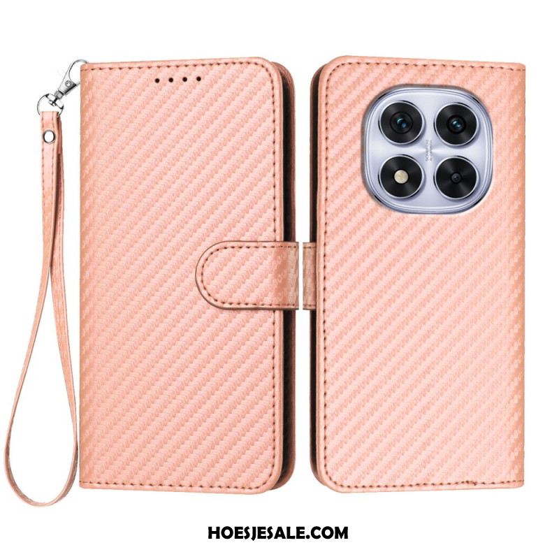 Folio-hoesje Xiaomi Redmi Note 14 Pro 4g Telefoonhoesje Carbonvezeltextuur Met Bandje