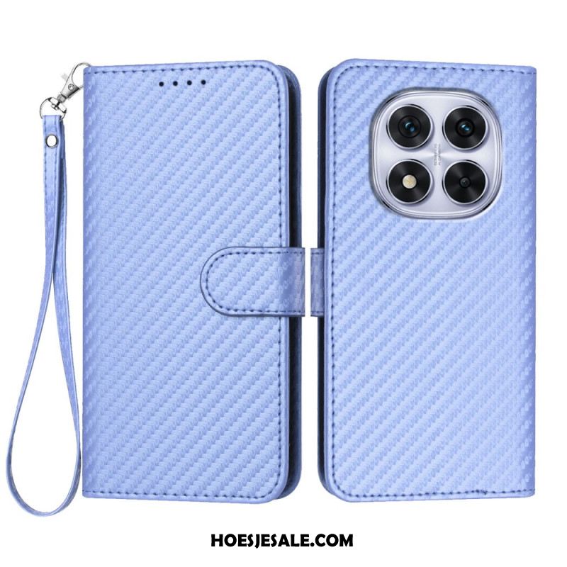 Folio-hoesje Xiaomi Redmi Note 14 Pro 4g Telefoonhoesje Carbonvezeltextuur Met Bandje